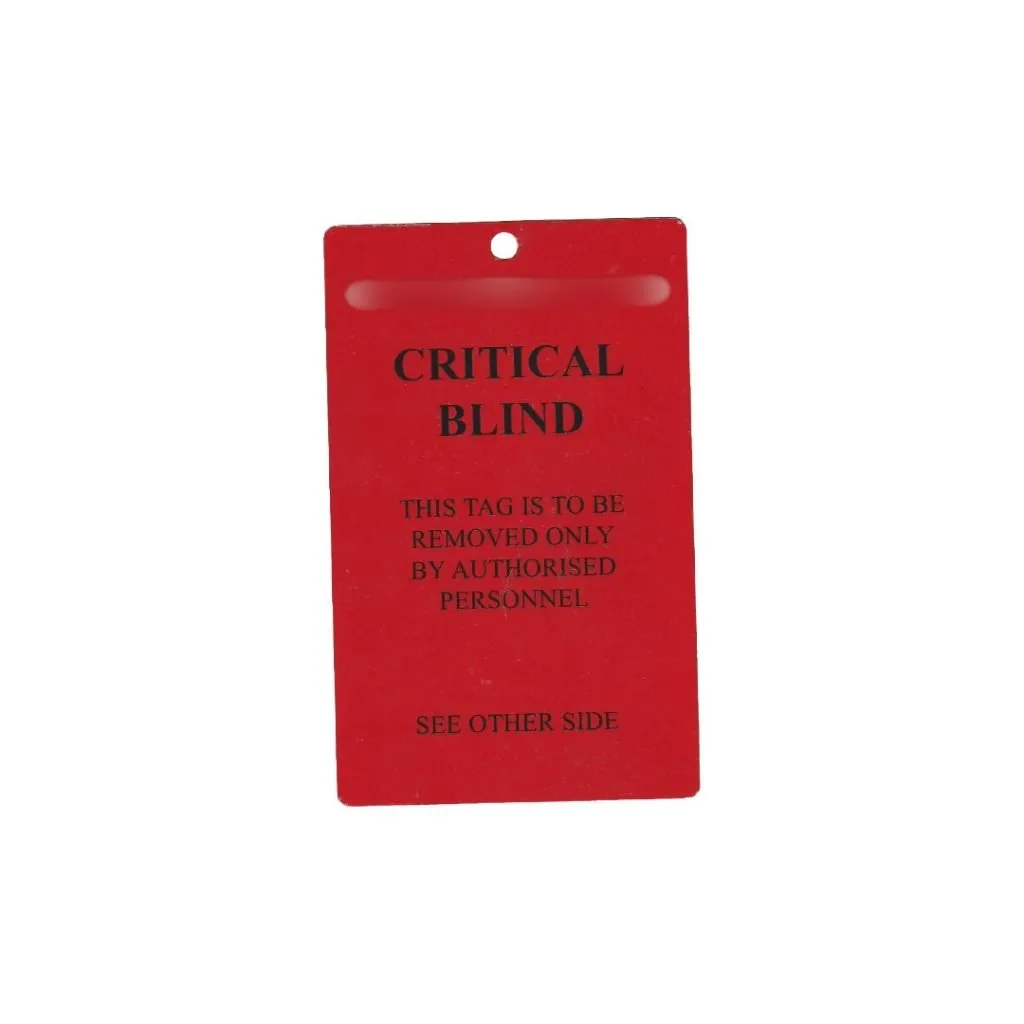 Critical blind tag for pipe blind identification