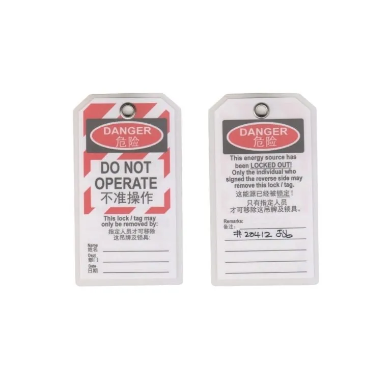 Bilingual lockout tagout tag